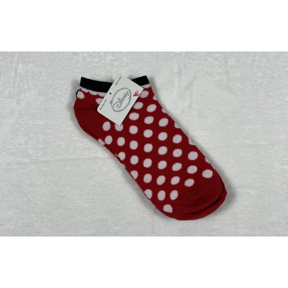 Disney Womens Red White Polka Dot No Show Ankle Socks Shoe Size 4-10 New w Tags